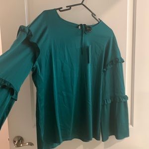 BOLD EMARLD GREEN  LONG SLEEVE BLOUSE